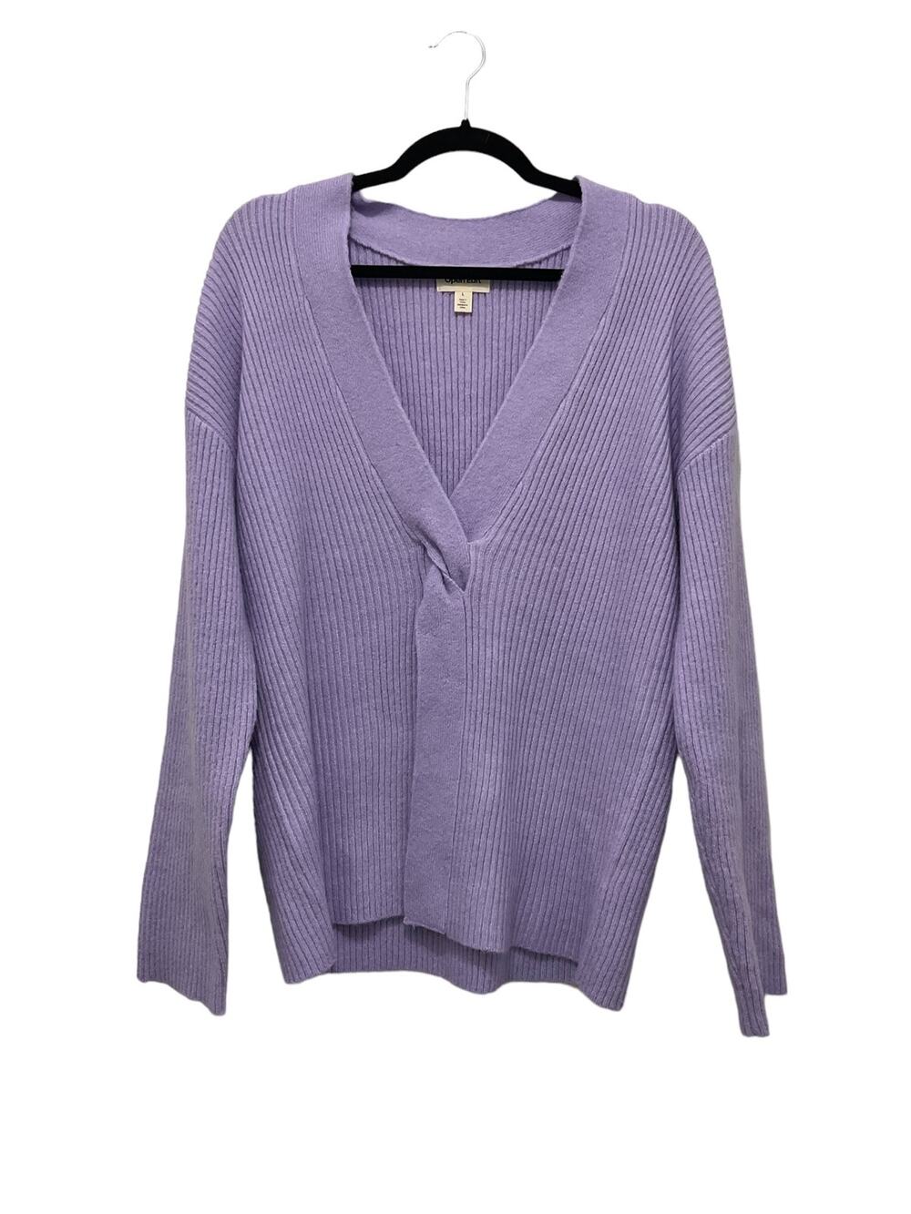 Open Edit Lavender Twist Front Sweater